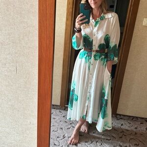 100% linen midi dress